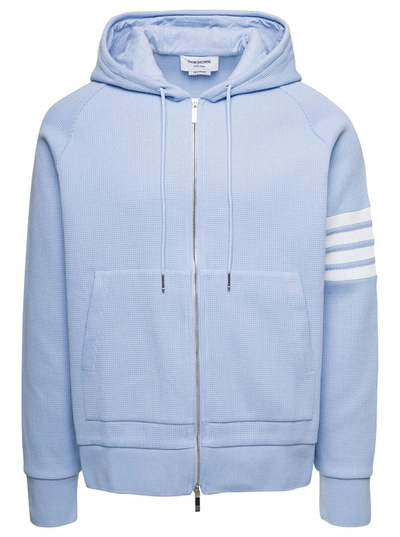 Thom Browne 4-bar Zip Up Hoodie In Blue