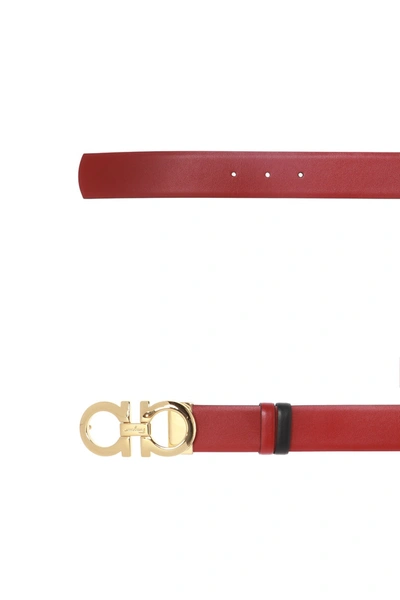 Ferragamo Salvatore  Double Gancini Thin Women's 564327 Black/red Belt In Multi