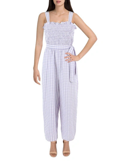 Riley & Rae Womens Checkered Square-neck Jumpsuit In Multi