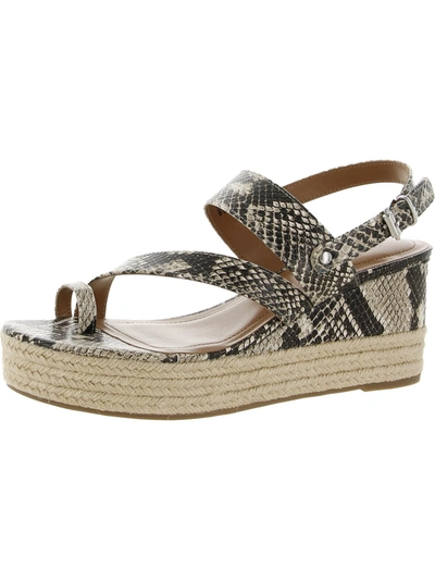 Style & Co Bettyy Womens Animal Print Espadrille Wedge Sandals In White