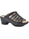 White Mountain Valencia Wedge Sandal In Black Burnished Smooth