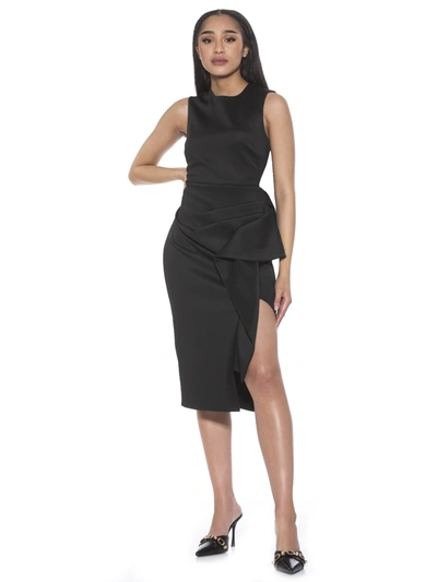 Alexia Admor Valeri Asymmetric Ruffle Cocktail Dress In Black