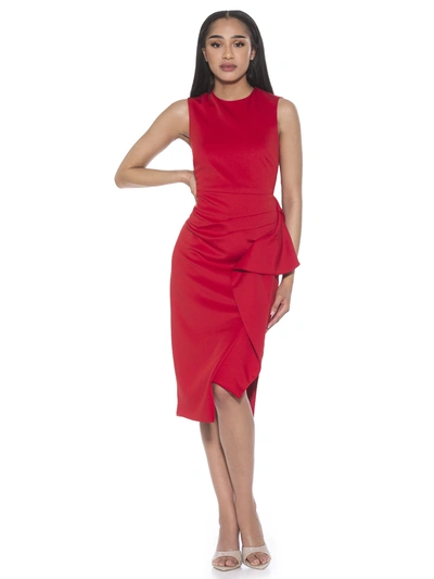 Alexia Admor Valeri Asymmetric Ruffle Cocktail Dress In Red
