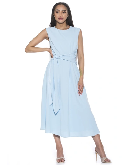 Alexia Admor Paris Sleeveless Asymmetric Tie Midi Dress In Blue