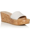 Stuart Weitzman Summer Wedge Womens Leather Slip-on Slide Sandals In Seashell