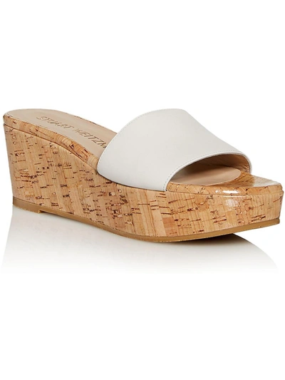 Stuart Weitzman Summer Wedge Womens Leather Slip-on Slide Sandals In Seashell