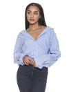 Alexia Admor Tammi Oversize Stripe Boyfriend Button-up Shirt In Blue