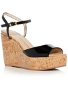 Stuart Weitzman Palmina Leather Wedge Sandal In Black