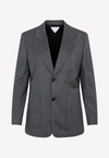 BOTTEGA VENETA CHEVRON BLAZER IN WOOL,724202.V2KF0-1264 GREY BLACK