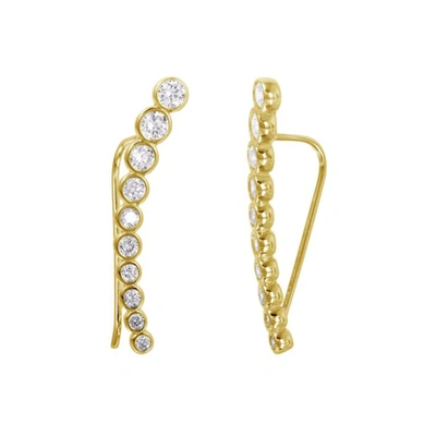 Adornia Bezeled Ear Climber Earrings Gold