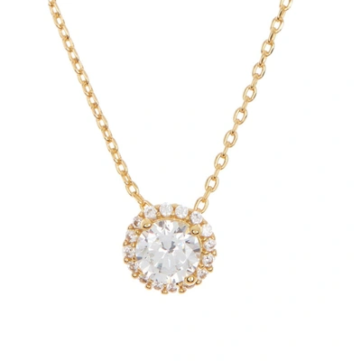 Adornia Swarovski Crystal Halo Necklace Gold In Transparent