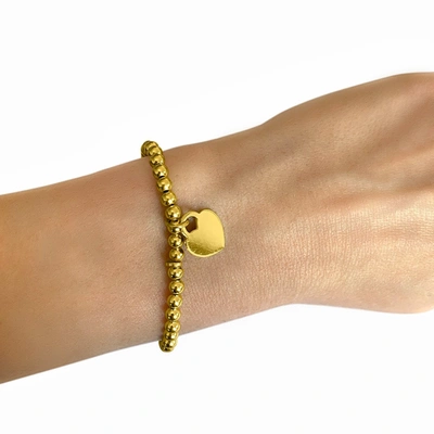 Adornia Heart Ball Bracelet Set In Beige