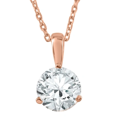 Pompeii3 1/2 Ct Solitaire Lab Grown Diamond Pendant Available In 14k And Platinum In Pink