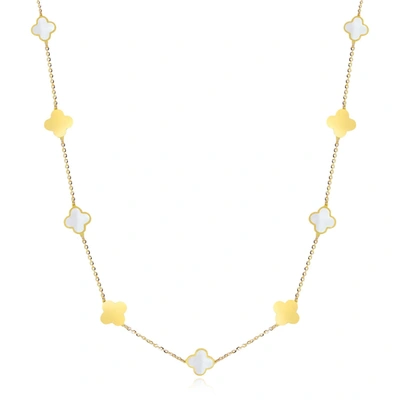 The Lovery Mini Mother Of Pearl And Gold Clover Necklace