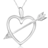 Pompeii3 14k Heart & Arrow Diamond Pendant Necklace 1" Tall In Silver