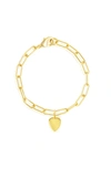 Adornia Paperclip Chain Bracelet With Heart Gold In White