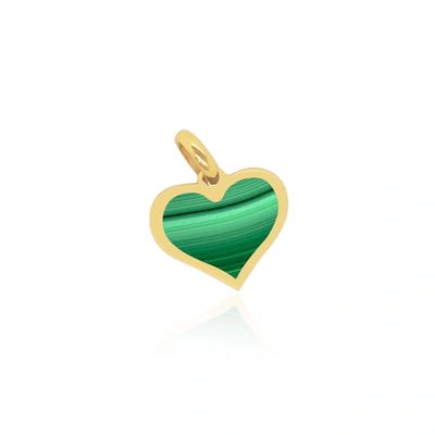 The Lovery Mini Malachite Heart Charm In Gold