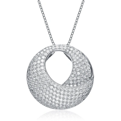 Genevive Sterling Silver White Cubic Zirconia Pendant