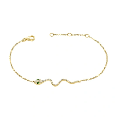Sabrina Designs 14k 0.15 Ct. Tw. Tsavorite Snake Bracelet In Yellow