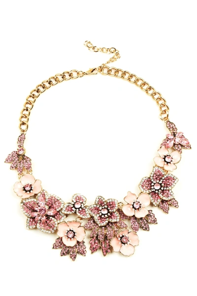 Eye Candy La Crystal Statement Necklace In Pink