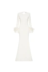REBECCA VALLANCE PLUME LONG SLEEVE GOWN