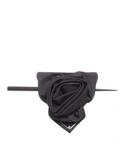 Prada Smooth Leather And Re-nylon Hair Clip In Black