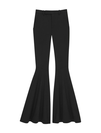 Saint Laurent Women's Flared Trousers In Gabardine In Black