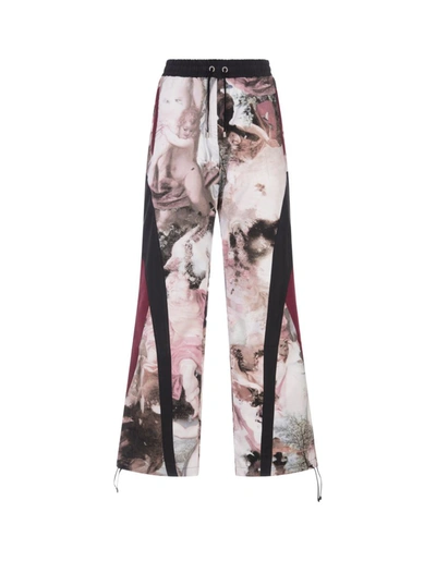 Balmain Men's Multi-cut Pastel Printed Track Pants In Pink