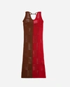 Andersson Bell Two-tone Open-knit Dress In Red