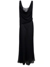 Christopher Esber Long Black Relaxed Dress With Draped Neckline In Silk Woman In Black