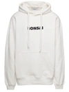 Bonsai White Hoodie With Contrasting Logo Print In Cotton Man In White