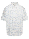 DRÔLE DE MONSIEUR WHITE SHIRT WITH ALL-OVER DDM PRINT IN COTTON MAN