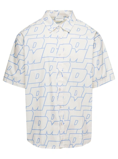 DRÔLE DE MONSIEUR WHITE SHIRT WITH ALL-OVER DDM PRINT IN COTTON MAN