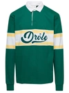 DRÔLE DE MONSIEUR GREEN LONG SLEEVED POLO SHIRT WITH DROLE PRINT IN COTTON MAN