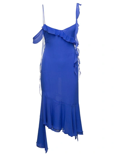 The Andamane Miranda Midi Ruffle Dress In Blu