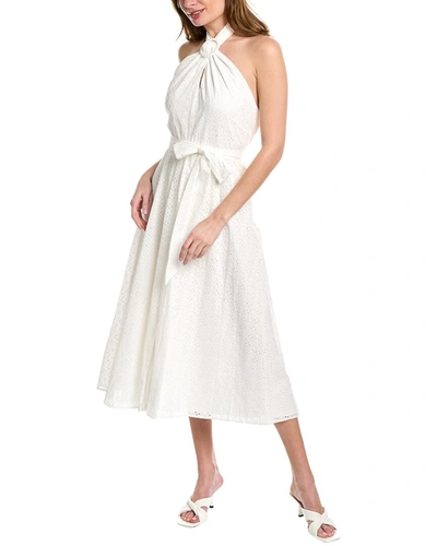 Anne Klein Flutter Sleeve Midi Dress In White