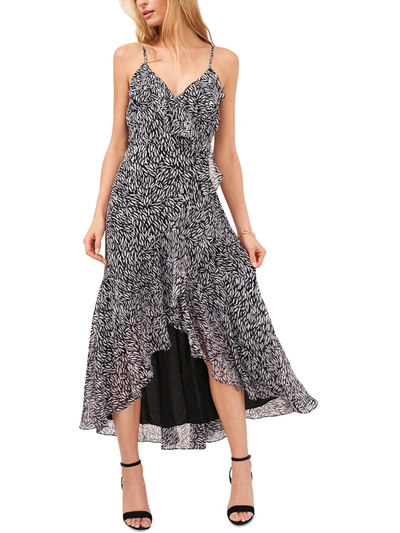 Msk Womens Chiffon Printed Maxi Dress In Black