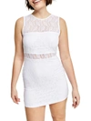 Bar Iii Womens Lace Short Mini Dress In White