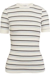 FRAME STRIPED RIBBED STRETCH-JERSEY T-SHIRT