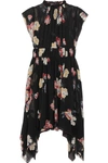 ULLA JOHNSON LUISA FLORAL-PRINT SILK-GEORGETTE MINI DRESS