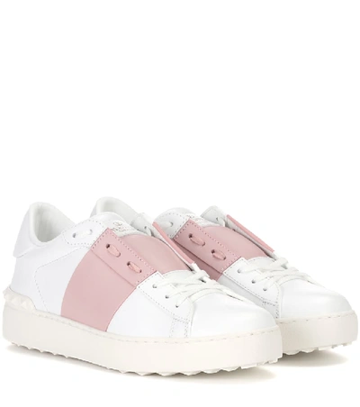 Valentino Garavani Open Two-tone Leather Sneakers In White