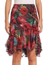 JASON WU Ruffled Floral-Print Chiffon Skirt