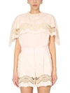 Alberta Ferretti Embroidered Short-sleeve Blouse In Pink