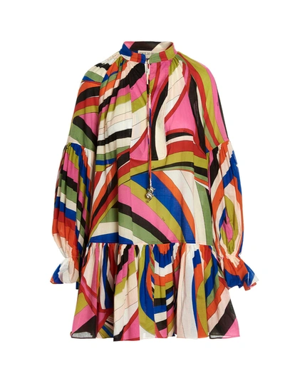 Emilio Pucci Flounced Print Dress In Multicolor