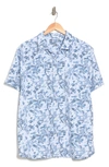 Perry Ellis Slim Fit Short Sleeve Stretch Button-up Shirt In Celestial Blue