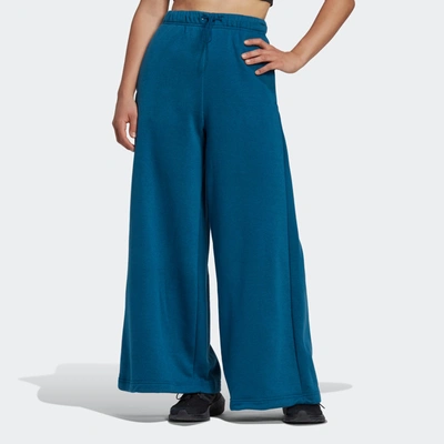 Adidas Originals Women's Adidas Studio Lounge Wide Leg Fleece Pants In Blue