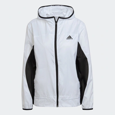 Adidas Originals Women's Adidas Aeroready Logo Running Windbreaker In White