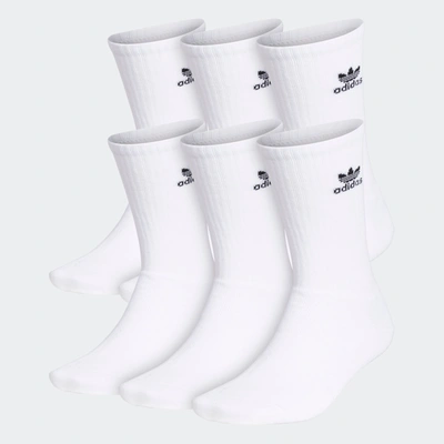 Adidas Originals Mens  Trefoil 6 Pack Crew Socks In White/black