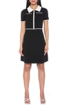 Alexia Admor Francine Collared Short Sleeve Knit Dress In Black