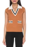 Alexia Admor Michelle Cable Knit Sweater Vest In Camel